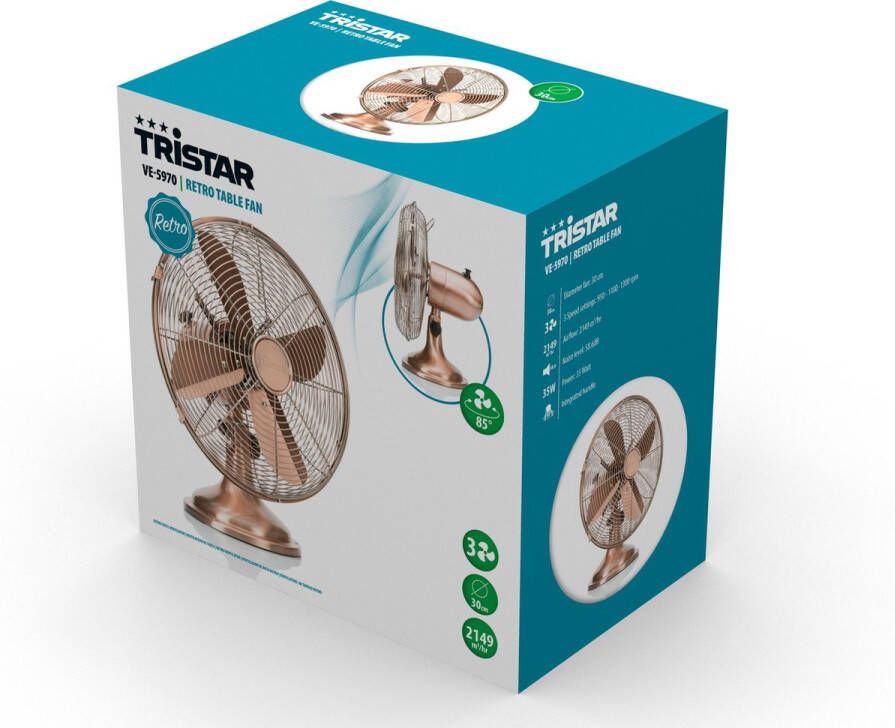 Tristar VE-5970 Retro tafel ventilator Ø 30 cm Koperen afwerking