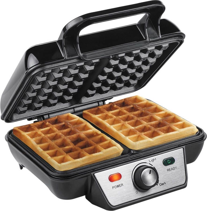 Tristar Wafelijzer WF-2195 Wafelmaker voor 2 wafels Met regelbare temperatuur Anti-aanbaklaag RVS