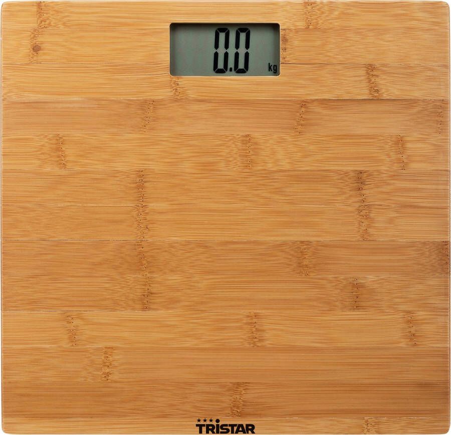 Tristar Weegschaal WG-2432 Personenweegschaal Met BMI Analyse Digitale Weegschaal met Anti-Slipvoetjes Tot 180 kg Bamboe