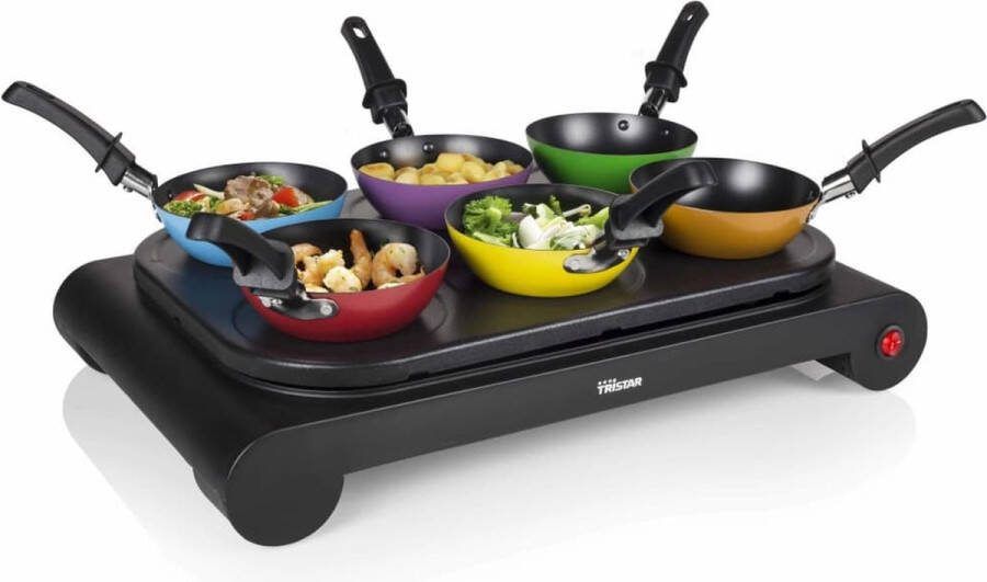 Tristar Wokset & Pannenkoekenmaker BP-2827 Bakplaat 6 personen Multifunctionele Wok- en Gourmetset Zwart