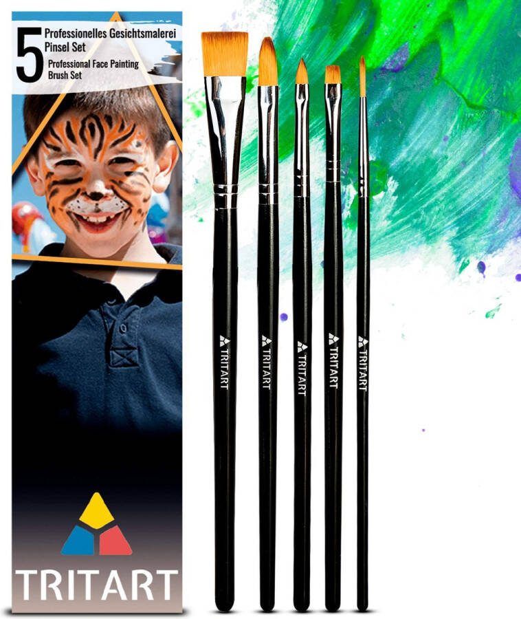 Tritart Make-upkwastenset 5-delig hoogwaardig penseel voor carnavalsmake-up kindermake-up Halloween make-upkwasten voor theatermake-up professionele kwastenset van kunsthaar