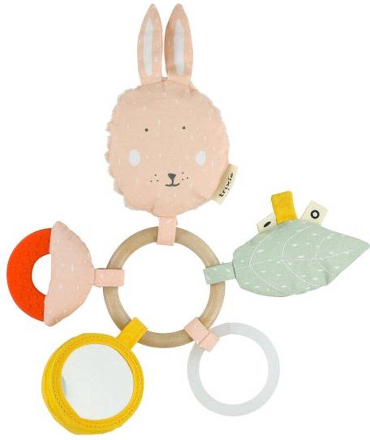 Trixie Activiteitenring Mrs. Rabbit Bijtring Baby speelgoed Kraamcadeau Voel-en grijp speelgoed Konijn Roze