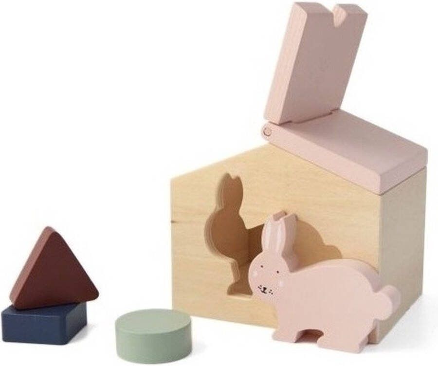 Trixie blokkenhuis Mrs. Rabbit 12 cm hout naturel 5-delig