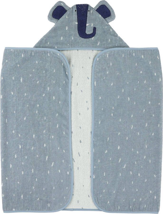 Trixie Baby Trixie Plaids Hooded towel 75x75cm Mrs. Elephant Blauw