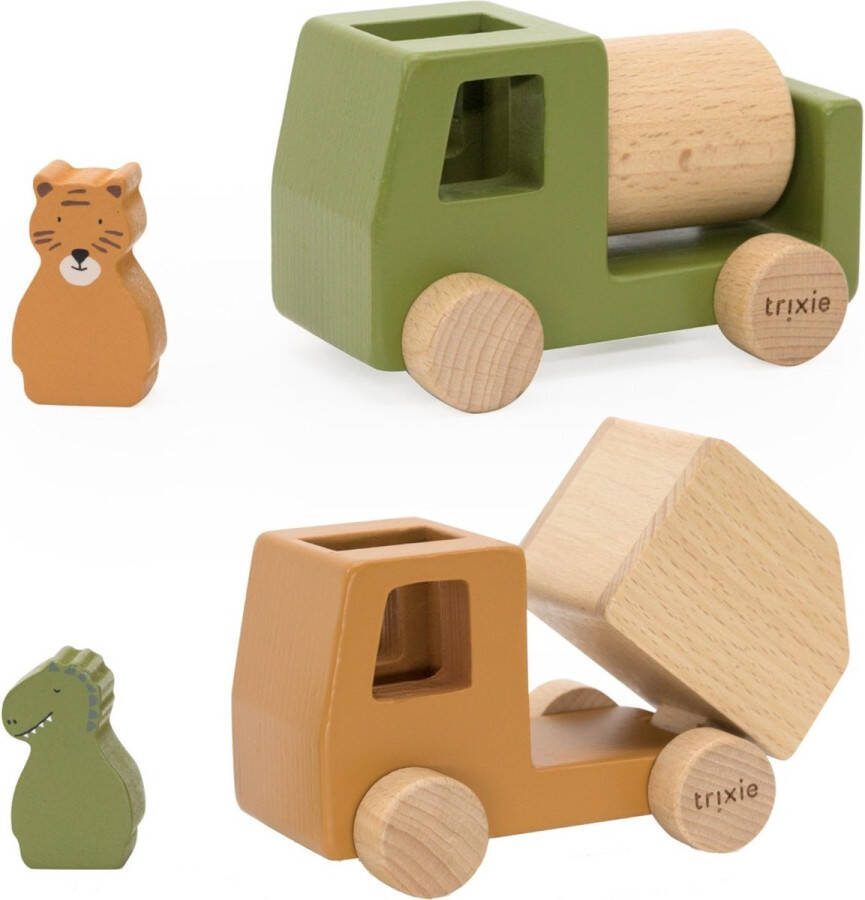 Trixie Houten Bouwvoertuigen Dieren set