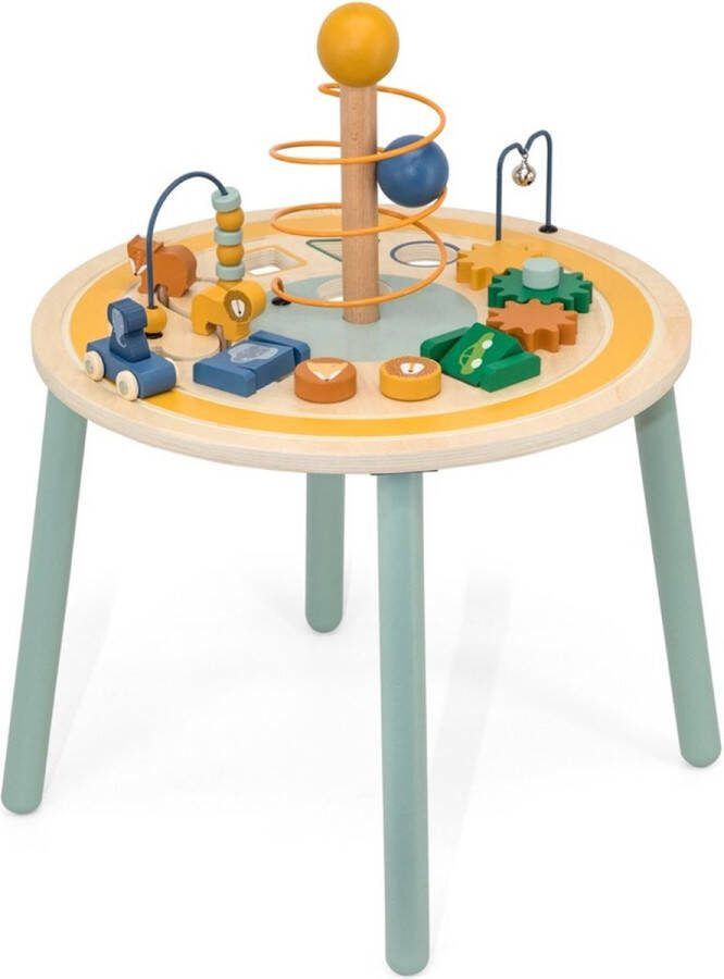 Trixie Houten Dieren Activiteitentafel Educatief speelgoed Fijne motoriek Vormensloof Auto's Beads maze