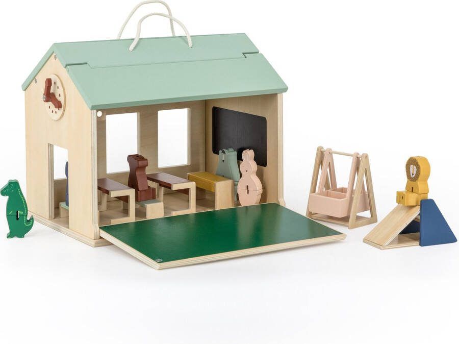 Trixie Houten School met Accessoires Educatief Speelgoed Houten Speelgoed Pretend play Voor Peuters & Kleuters