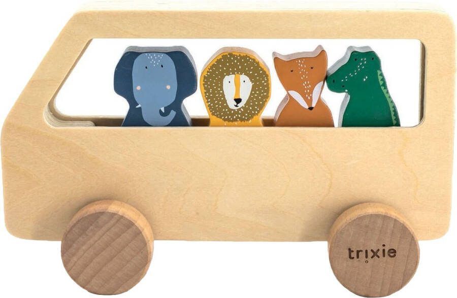 Trixie Houten Dierenbus Houten speelgoed Auto Dieren Peuter- en kleuterspeelgoed