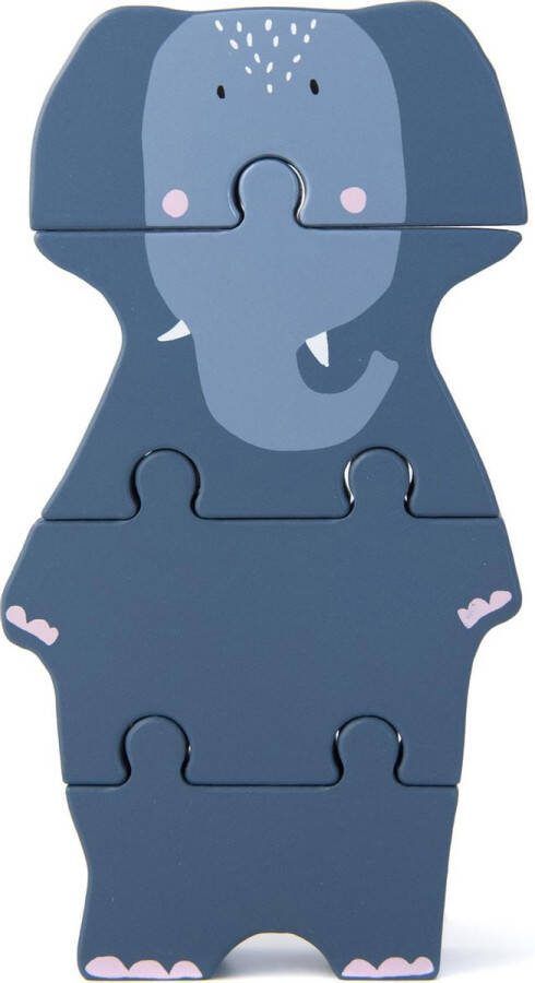 Trixie blokpuzzel Mrs. Rabbit 18 x 11 cm hout zachtroze 4 stuks