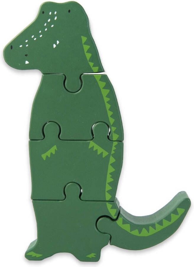 Trixie blokpuzzel Mr. Crocodile 18 x 11 cm hout groen 4 stuks