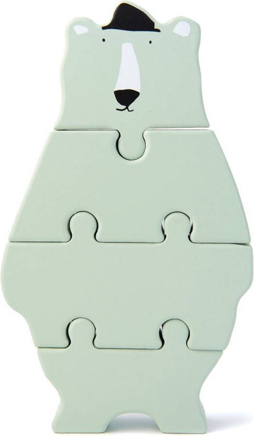 Trixie blokpuzzel Mr. Polar Bear 18 cm hout mintgroen 4 stuks