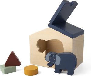Trixie blokkenhuis Mrs. Elephant 14 cm hout naturel 5-delig