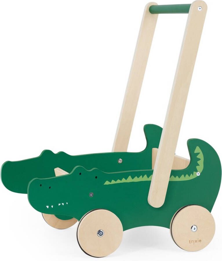 Trixie Houten Loopwagen Mr.Crocodile Houten duwkar Green Krokodil Peuter- en kleuterspeelgoed