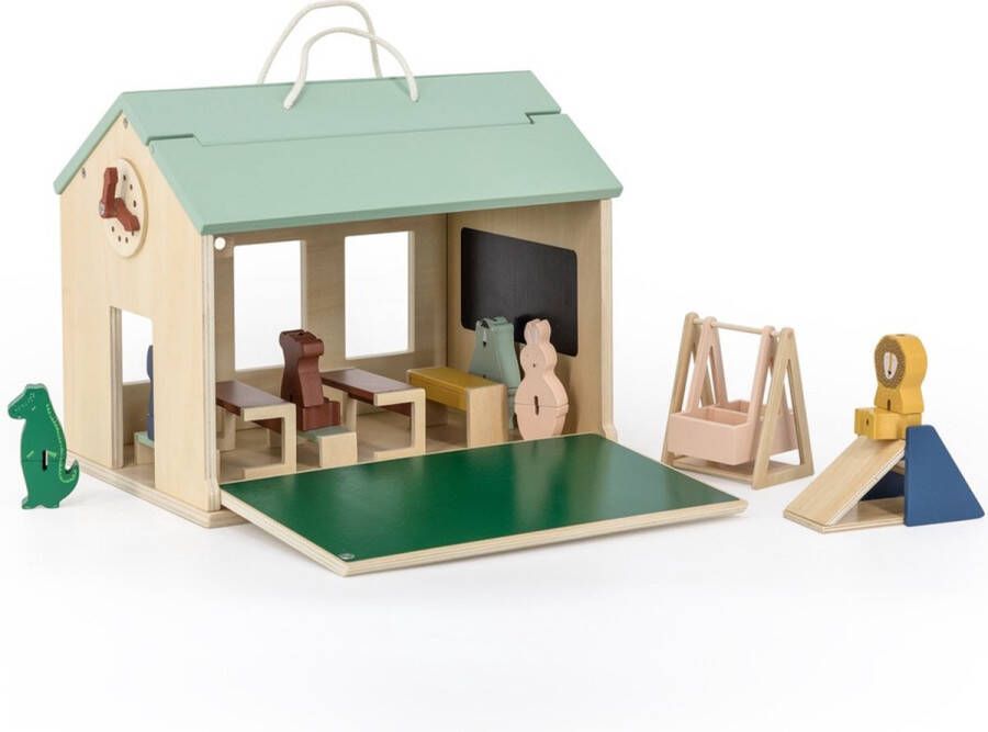 Trixie Houten School met Accessoires Educatief Speelgoed Houten Speelgoed Pretend play Voor Peuters & Kleuters