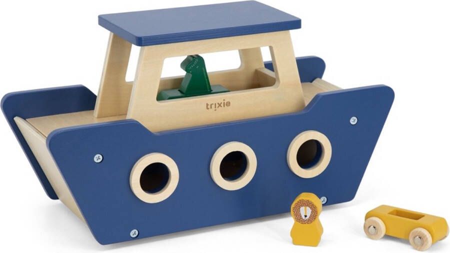 Trixie Houten Veerboot Educatief Houten speelgoed Motoriek- Pretend Play Voor Peuters & Kleuters