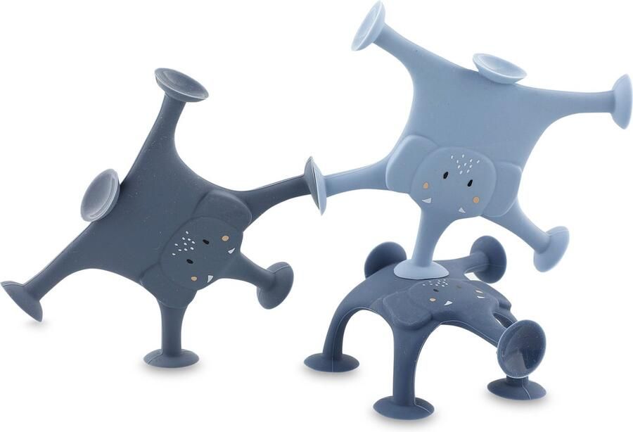 Trixie Animal suction game 3pcs Mrs. Elephant's family blue