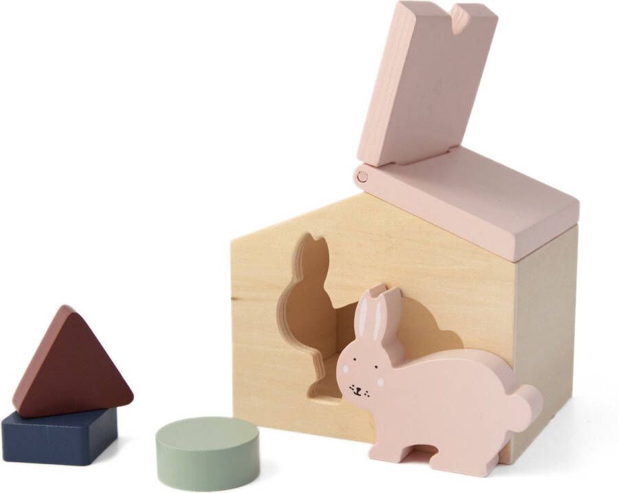 Trixie blokkenhuis Mrs. Rabbit 12 cm hout naturel 5-delig