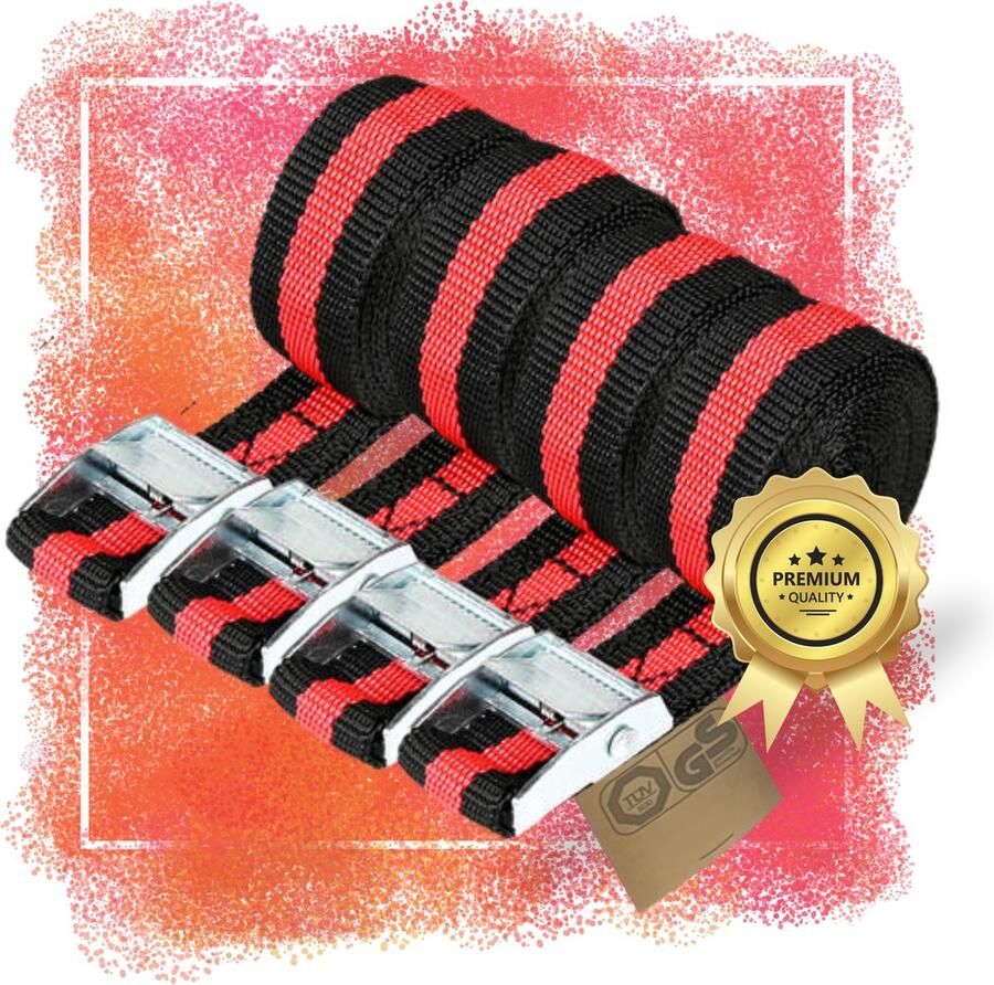 Tronic XL TronicXL 4x Spanbanden 2 5 m lang bevestigingsband klembevestigingsband vastzetten van lading bagage en nog veel meer breedte 25 mm