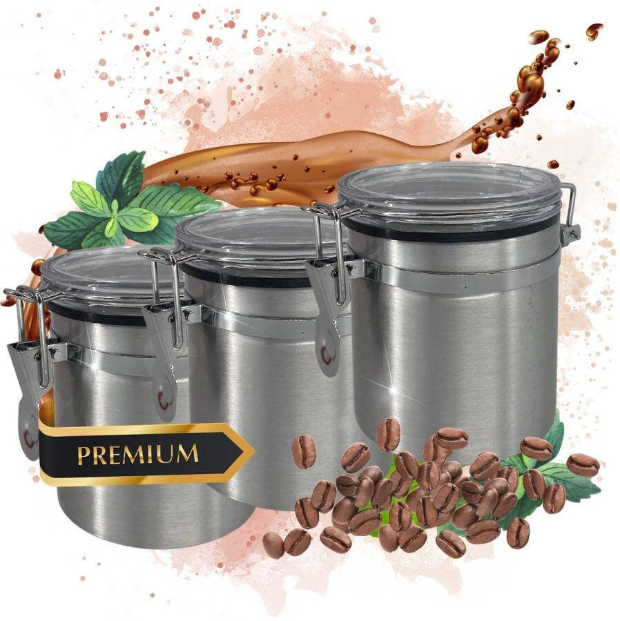 Tronic XL TronicXL 3 stuks koffieblikken 250g luchtdicht bewaarblik I aluminium blik doos voor uw koffiebonen thee cacao en meer aromablik bewaardoos koffiecontainer met afdichting en clipsluiting