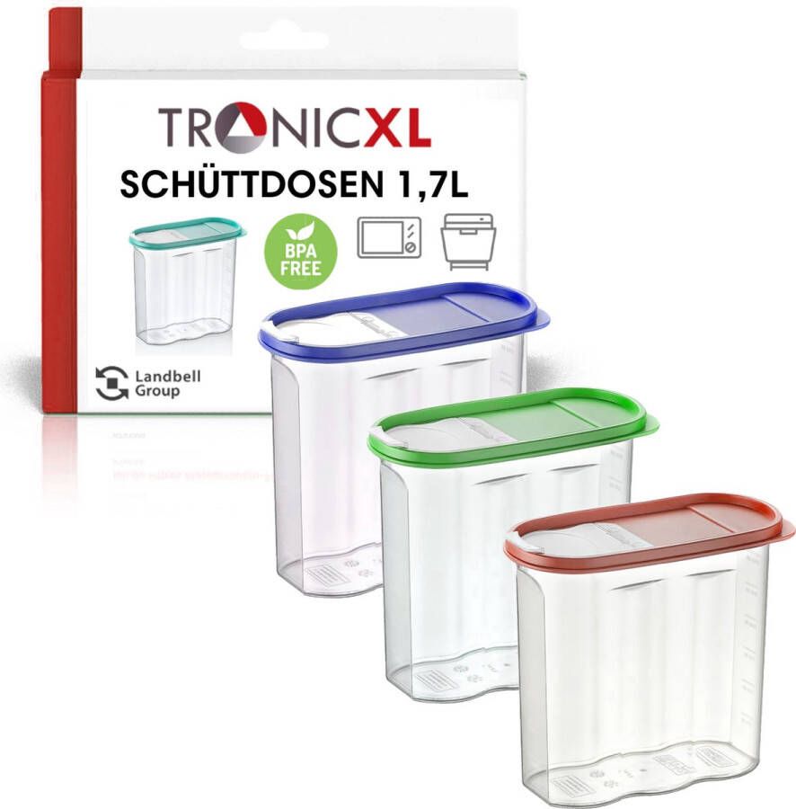 Tronic XL TRONICXL 4x voorraadcontainers Box 1 7 liter voedselopslagcontainers BPA vrij kunststof voorraadcontainer 1 7 liter