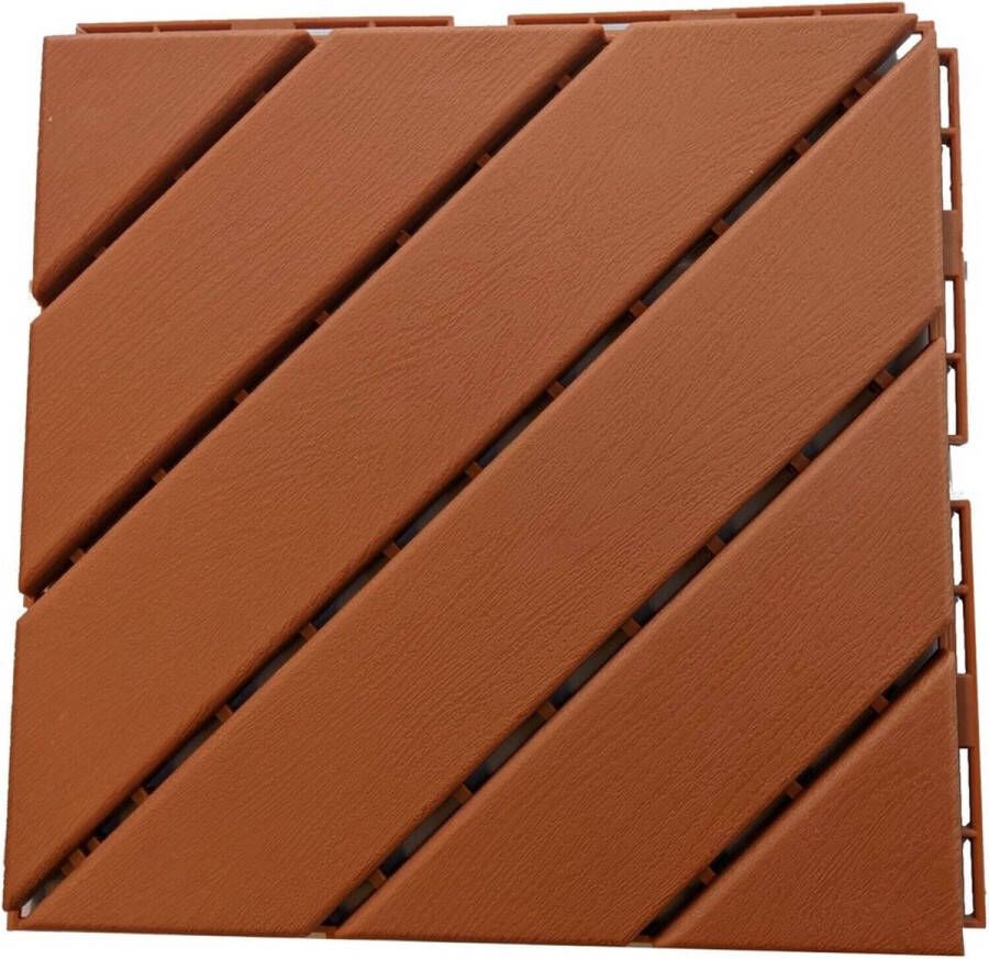 Tronic XL TronicXL Kunststof Terrastegels 30 x 30 cm 10 stuks ca. 1 m² houtlook tegel vloertegel kliktegel met kliksysteem Balkonvlonders (lichtbruin)