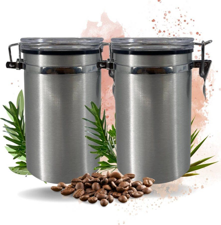 Tronic XL TronicXL Premium 2-pack koffieblikken 500 g luchtdicht bewaarblik I aluminium blik doos voor uw koffiebonen thee cacao aromablik bewaardoos koffiecontainer met afdichting en clipsluiting