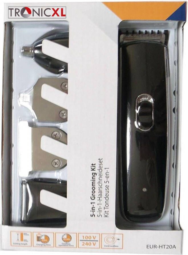 Tronic XL TronicXL Premium accu tondeuse- Haarknip Set – tondeuse en baard set neushaartrimmer opzetstukken basisstation en meer