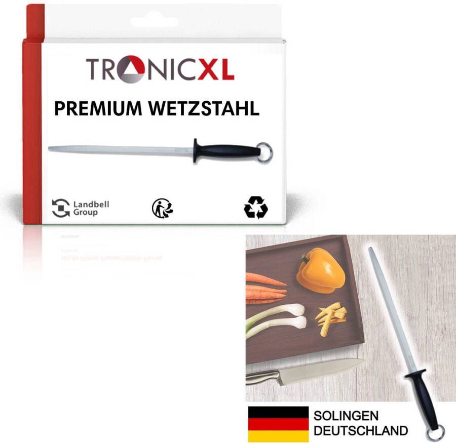 Tronic XL TronicXL PROFI WETSTAAL Kwaliteit uit Solingen! Ronde slijpstaaf wetstaaf messenslijper gemagnetiseerd aanzetstaal 25 cm messenslijper slijpen hard verchroomd staal