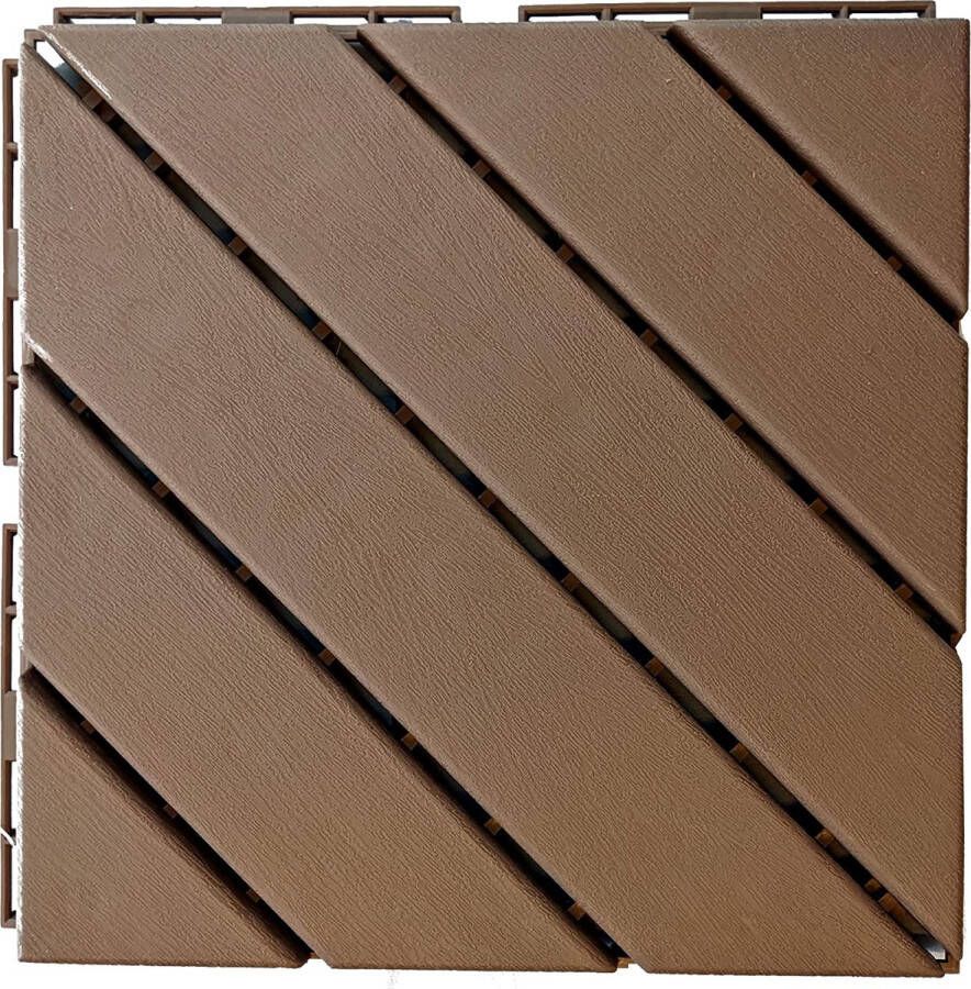 Tronic XL TronicXL Terrastegels terrasplanken 30 x 30 cm 10 stuks ca. 1 m² houtlook tegel vloertegel kliktegel met kliksysteem vloertegels (donkerbruin)
