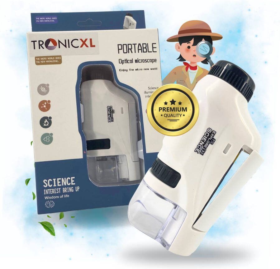 Tronic XL TronicXL Zakmicroscoop 60x 120x vergrotende microscoop voor kinderen en kleine onderzoekers perfect avonturenspeelgoed wetenschappers buiten