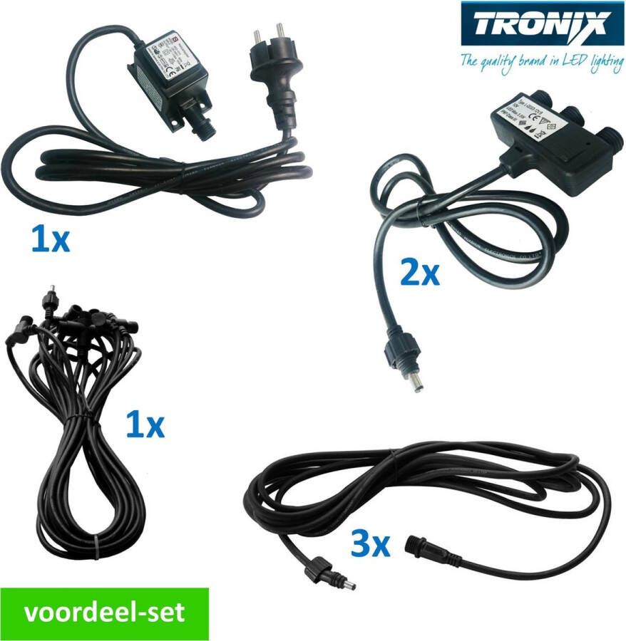 Tronix voeding + kabelset | voordelig startpakket | voeding + basiskabel + 2x splitkabel + 3x verlengkabel | VOORDEEL-SET