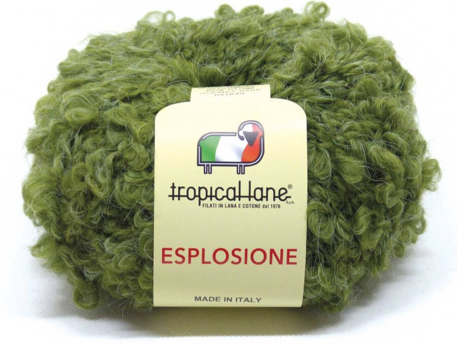 Tropical lane Esplosione Zacht Bouclé Garen met Merino Kleur Legergroen 209