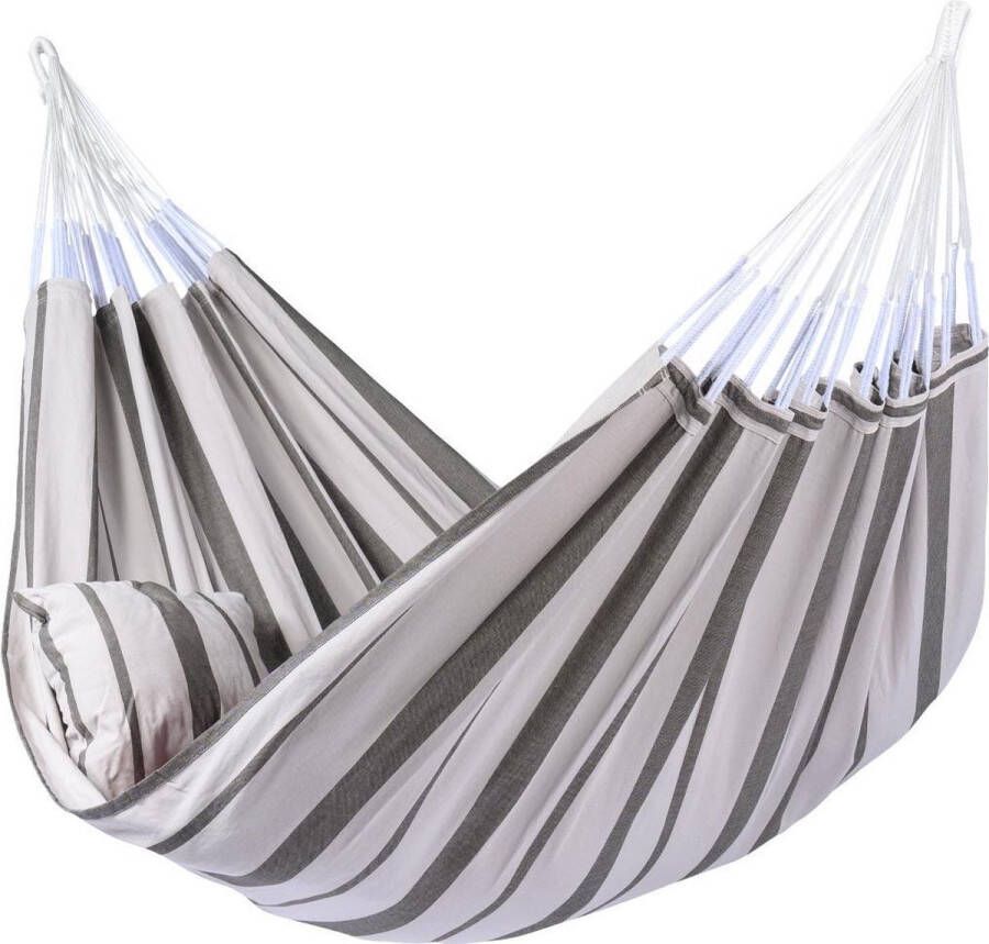Tropilex Hangmat Familie 'Stripes' Silver (Grijs) | Bijpasende opbergtas | 200 KG | 1% For The Planet |