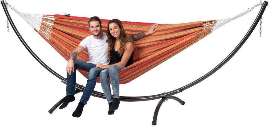 Tropilex Hangmat met Standaard Tweepersoons 'Arc & Premium' Melon Complete hangmatset Bevestiging inclusief 180 KG 359 CM Polycotton + Metaal 1% For The Planet