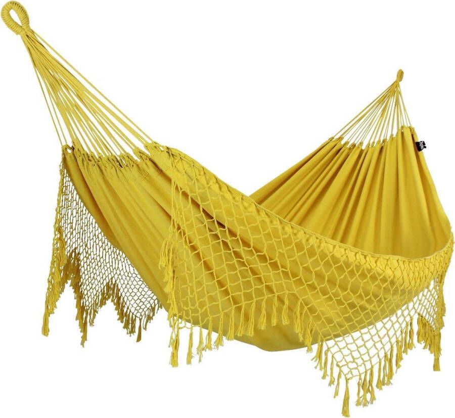 Tropilex Hangmat Tweepersoons 'Sublime' Yellow (Geel) | Bijpasende opbergtas | 180 KG | Handgemaakt in Brazilië | 1% For The Planet |