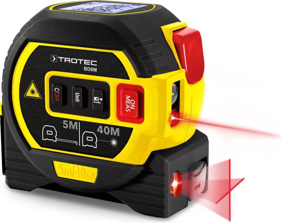 Trotec Laserafstandsmeter BD8M 0 05 m tot 40 m laserafstandsmeting Kruislijnlaser en meetlint inbegrepen
