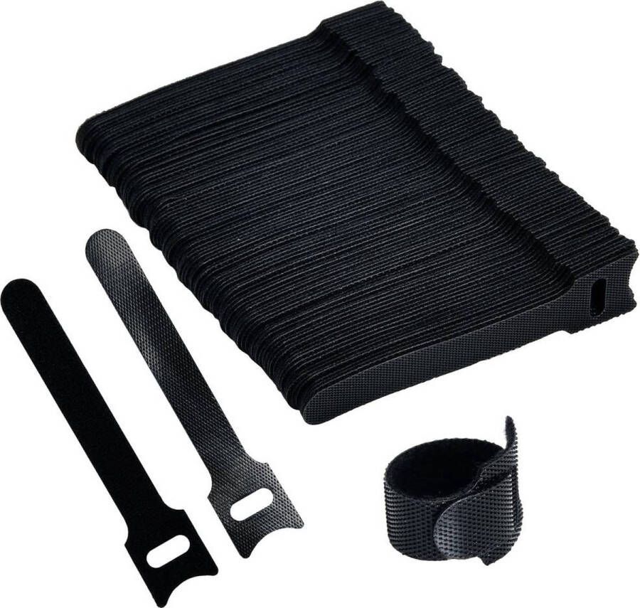 Tru Components T24CA056 Klittenband kabelbinder Om te bundelen Haak- en lusdeel (l x b) 100 mm x 12 mm Zwart 100 stuk(s
