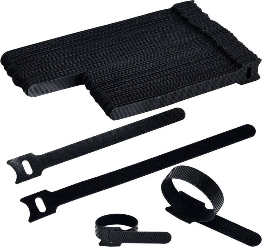 Tru Components T24CA059 Klittenband kabelbinder Om te bundelen Haak- en lusdeel (l x b) 150 200 mm x 12 mm Zwart 1