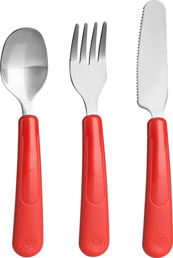 Trudeau bestekset Leon junior 12 cm PP RVS rood 3-delig