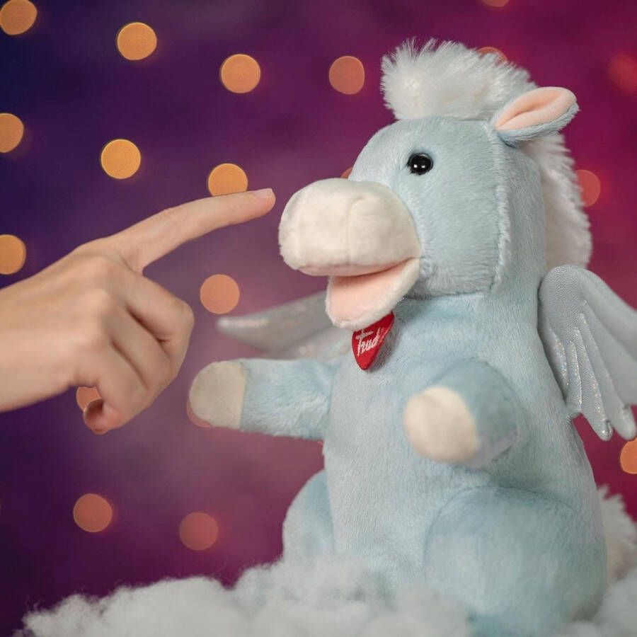 Trudi Puppets Handpop Pegasus 27 cm Hoge kwaliteit pluche knuffel Knuffeldier voor jongens en meisjes Blauw 18x27x19 cm maat S