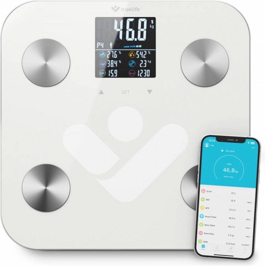 TrueLife TLFSW6BT weegschaal Vierkant Wit Elektronische weegschaal