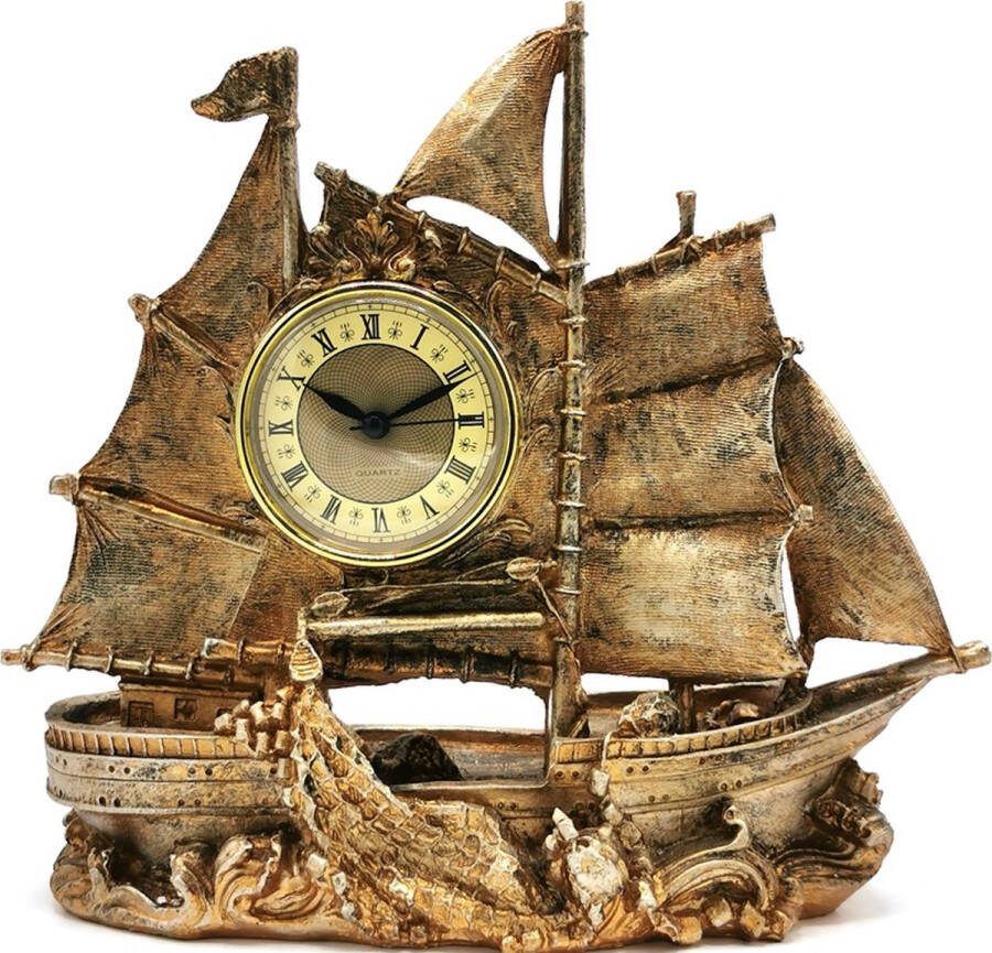 Trukado Zeilboot Tafelklok Origineel en Opvallend Nostalgisch en Tijdloos (hxbxd) 27cm x 30cm x 12cm