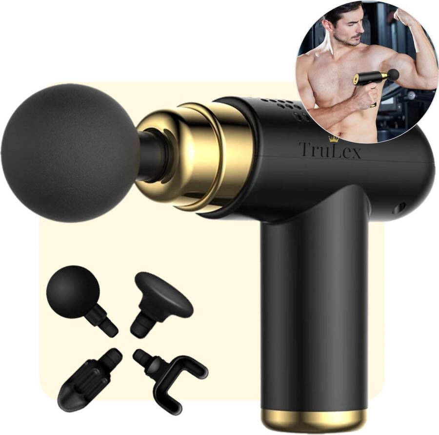 TruLex Massage Gun Pro Massage Apparaat Massage Pistool Sport en Relax Massage Professioneel Massage Gun Krachtig 6 Standen Turbostand Draadloos Valentijn Cadeautje Voor Hem Valentijn Cadeautje Voor Haar