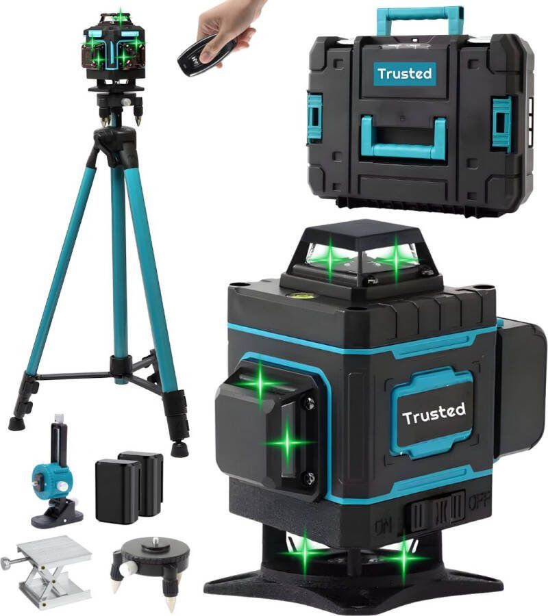 Trusted Kruislijnlaser Met Statief 4 tot 16 Lijnen 4D Professionele Bouwlaser Zelfnivellerend 360 Graden Laser Waterpas Lijnlaser Complete set