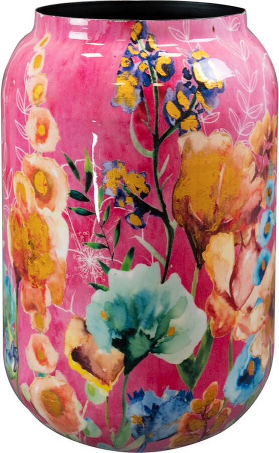 TS Collection Ter Steege Bloempot-Siervaas Metaal Fuchsia-Multicolour D 30 cm H 42 cm