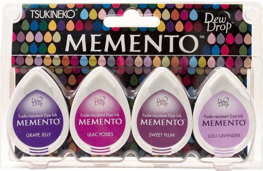 Tsukineko Memento dew drops stempelkussen Juicy Purples 4 pack paars tinten