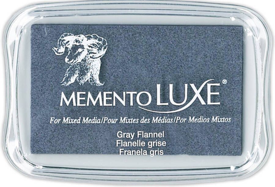 Tsukineko ML-000-902 Memento Luxe inktkussen Gray Flannel stempelinkt grijs groot stempelkussen 9x6 cm