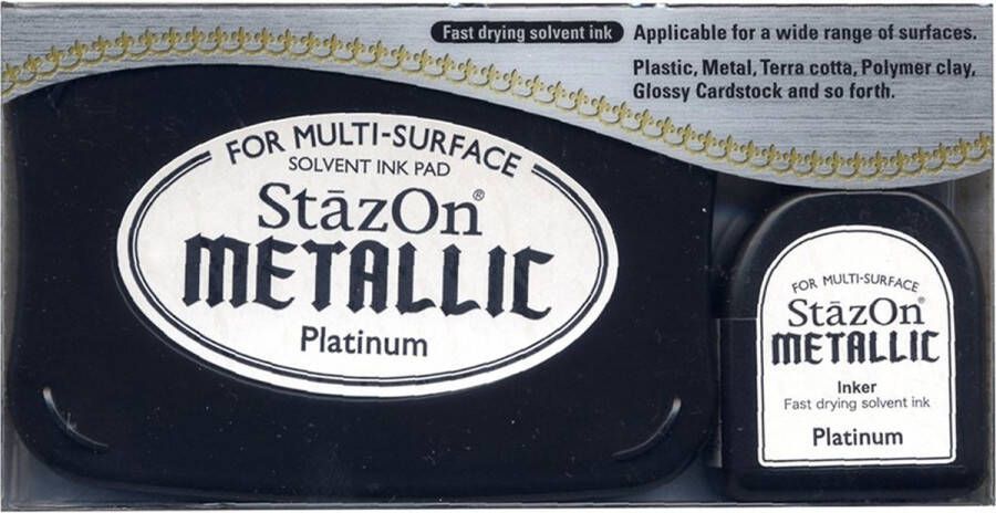 Tsukineko Stazon sneldrogend stempelkussen Metallic Platinum incl navulling