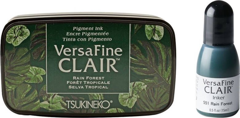 Tsukineko VersaFine Clair Dark Stempelkussen met Navulling Groen Rain forest