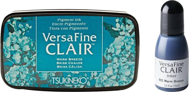 Tsukineko VersaFine Clair Vivid Stempelkussen met Navulling Blauw Warm Breeze